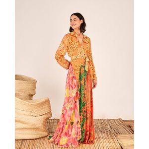 Farm Rio Mixed Prints Maxi Chemise